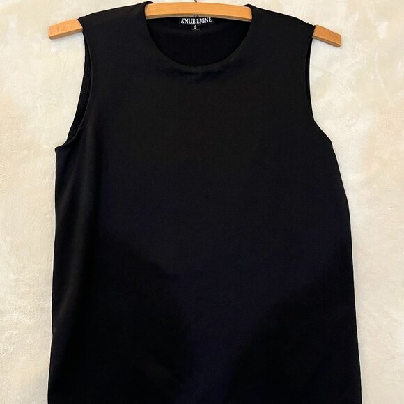 A'nue Ligne Small Sleeveless Black Blouse - Picture 3 of 5